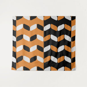 Diagonale Rechtecke schwarz Orange Wandteppich