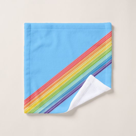 Diagonale Regenbogenstreifen Badhandtuch Set (Waschlappen)