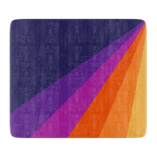 Diagonale Retro-Streifen in Lila und Orange Schneidebrett