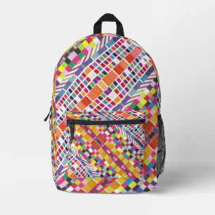 Diagonale rote Armbanduhren und farbige Pixel Bedruckter Rucksack