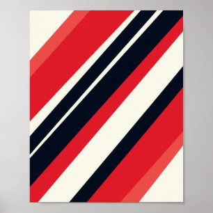 Diagonale rote und schwarze Streifen auf hellbeige Poster