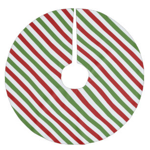 Diagonale rote, weiße und grüne Streifen Polyester Weihnachtsbaumdecke