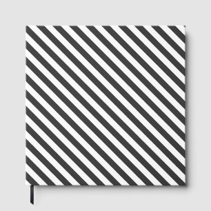 Diagonale schwarz-weiße Streifen Muster Gästebuch