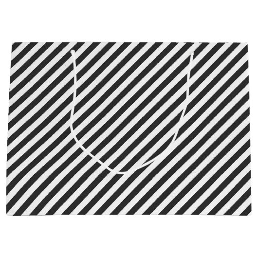 Diagonale schwarz-weiße Streifen Muster Große Geschenktüte (Vorderseite)