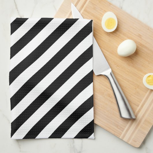 Diagonale Schwarzweiss-Streifen Küchentuch (Viertel Falte)