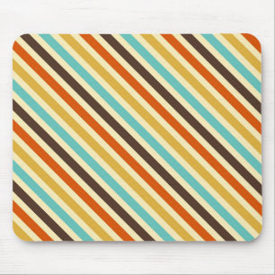 Diagonale Streifen 4 Retro Farben Blau Mousepad
