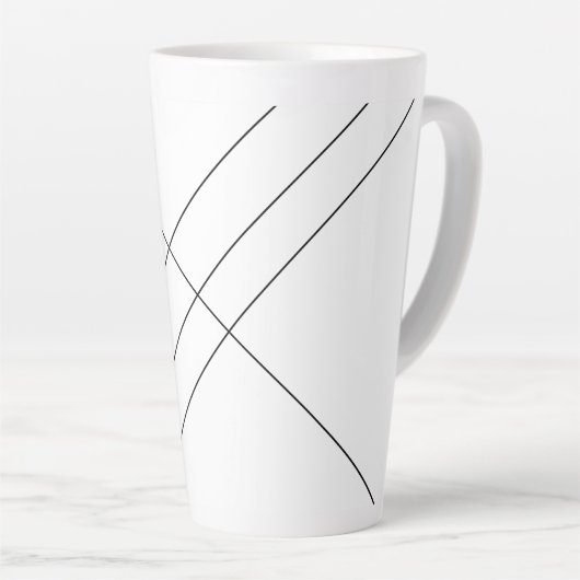 Diagonale Streifen auf schwarz-weißer Latte Tasse (Rechte Ecke)
