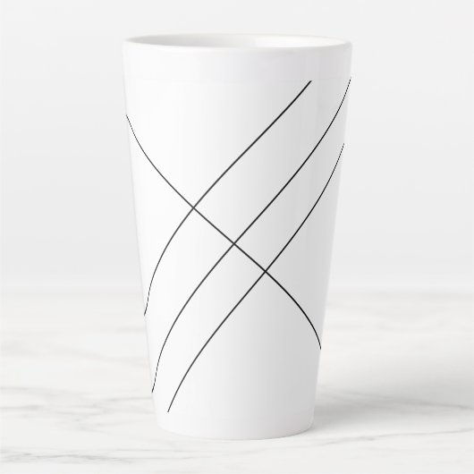 Diagonale Streifen auf schwarz-weißer Latte Tasse (Vorderseite)