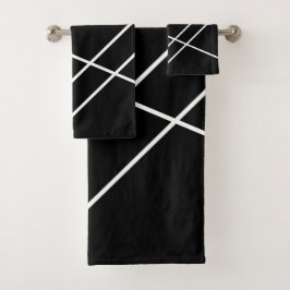 Diagonale Streifen auf schwarzem Set