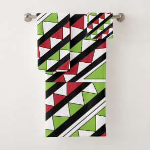 Diagonale Streifen Geometrisches Dreiecks Muster Badhandtuch Set
