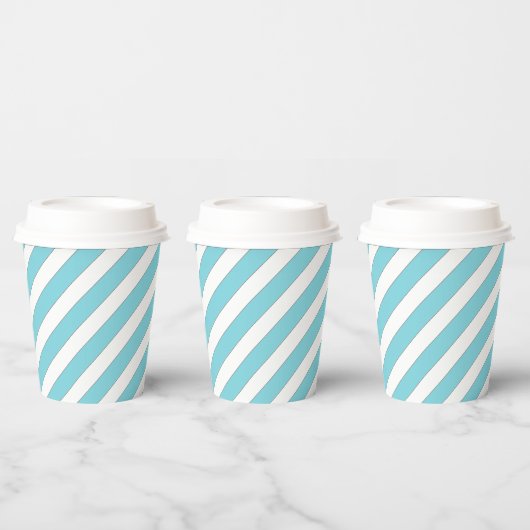 Diagonale Streifen hellblaue Papiertasse Pappbecher (Multi)