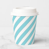 Diagonale Streifen hellblaue Papiertasse Pappbecher (Rückseite)