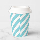 Diagonale Streifen hellblaue Papiertasse Pappbecher (Rechts)