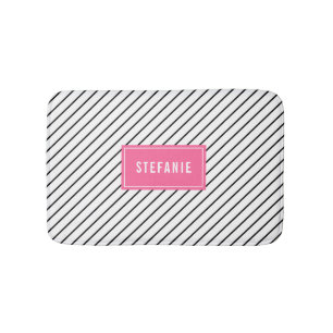 Diagonale Streifen Hot Pink Personalisiert Bath Ma Badematte