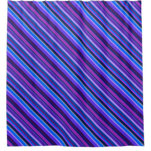Diagonale Streifen in blau und lila Duschvorhang