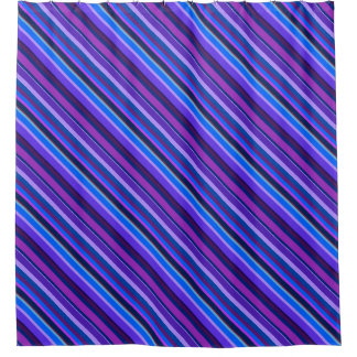 Diagonale Streifen in blau und lila Duschvorhang