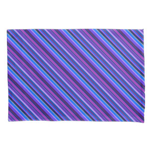 Diagonale Streifen in blau und lila Kissenbezug
