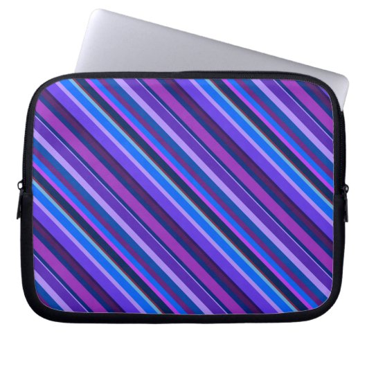Diagonale Streifen in blau und lila Laptopschutzhülle (Vorderseite)
