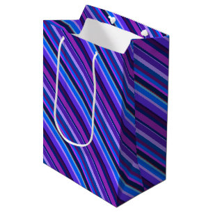 Diagonale Streifen in blau und lila Mittlere Geschenktüte