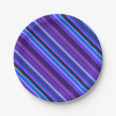 Diagonale Streifen in blau und lila Pappteller (Vorderseite)
