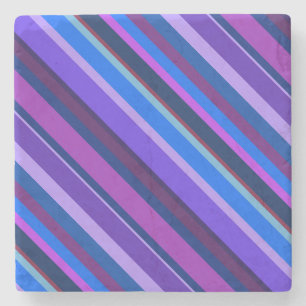 Diagonale Streifen in blau und lila Steinuntersetzer