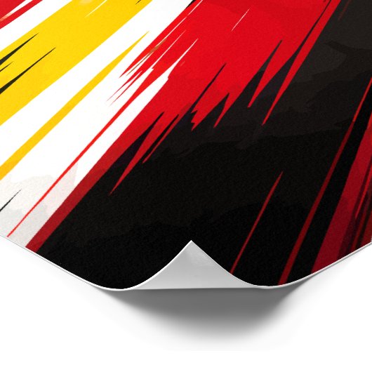Diagonale Streifen in Gelb, Rot, Schwarz und Weiß Poster (Ecke)