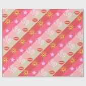 Diagonale Streifen in rosa und beige Geschenkpapier (Flach)