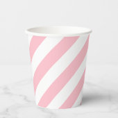 Diagonale Streifen in rosa und weiß Pappbecher (Vorderseite)