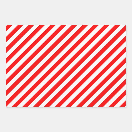 Diagonale Streifen in Rot und Weiß Geschenkpapier Set (Vorderseite 2)