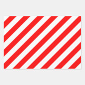 Diagonale Streifen in Rot und Weiß Geschenkpapier Set (Vorderseite)