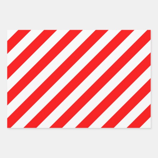 Diagonale Streifen in Rot und Weiß Geschenkpapier Set (Vorderseite)