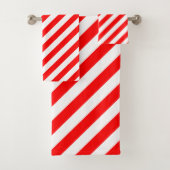 Diagonale Streifen in roter und weißer Größe Badhandtuch Set (Insitu)