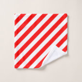 Diagonale Streifen in roter und weißer Größe Badhandtuch Set (Waschlappen)