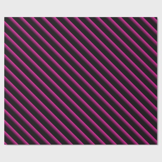 Diagonale Streifen in Schwarz und Heiß rosa Geschenkpapier (Flach)