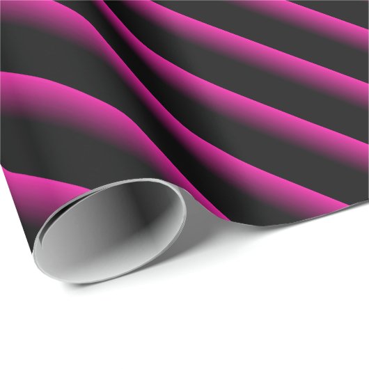 Diagonale Streifen in Schwarz und Heiß rosa Geschenkpapier (Rolleneckpunkt)