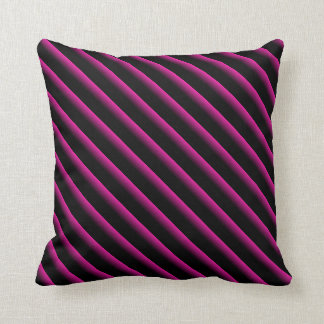 Diagonale Streifen in Schwarz und Heiß rosa Kissen