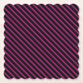 Diagonale Streifen in Schwarz und Heiß rosa Untersetzer (Vorderseite)