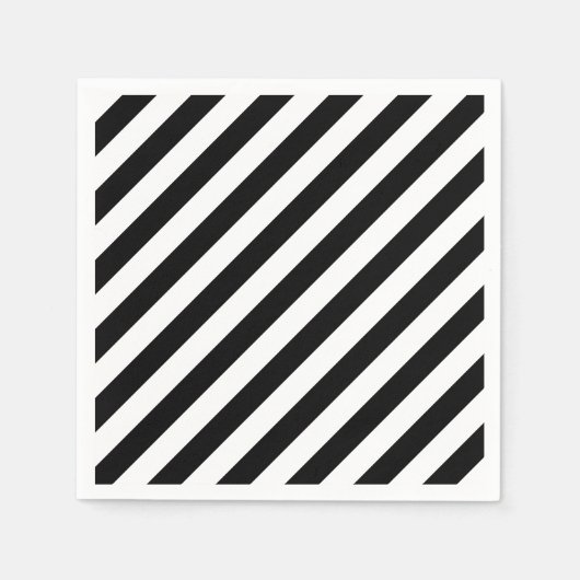 Diagonale Streifen in schwarz und weiß Serviette (Vorderseite)