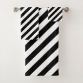 Diagonale Streifen in Schwarz/Weiß Badhandtuch Set (Insitu)