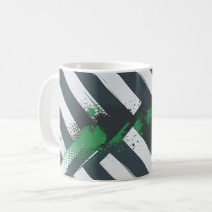 Diagonale Streifen mit grünen Farbspritzern Kaffeetasse