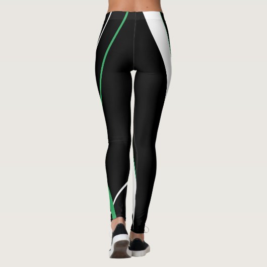 Diagonale Streifen Mit Monogramm Schwarz/Weiß Leggings (Rückseite)