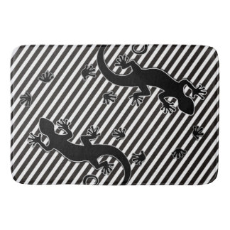 Diagonale Streifen Schwarz-weiß & GECKOS Badematte