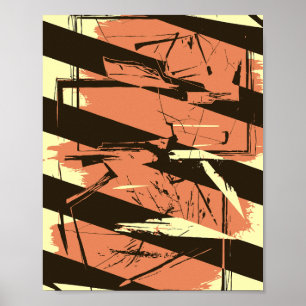 Diagonale Streifen und fragmentierte Formen Poster