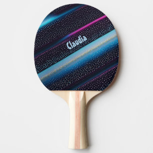 Diagonale Streifen und Punkte Muster schwarz, blau Tischtennis Schläger