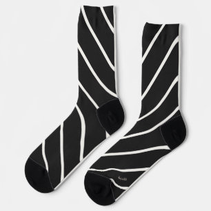 Diagonale Streifen weiß auf schwarz klassisch Socken