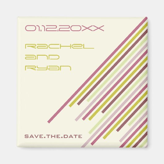 Diagonale Stripes | 02 * lila Traum | retten Datum Magnet (Vorne)