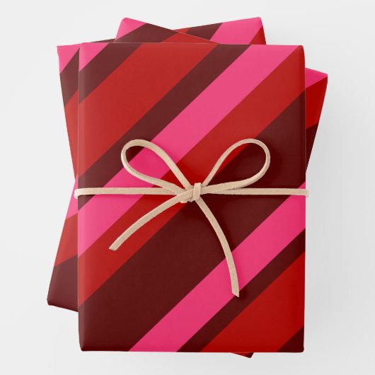 Diagonale Valentinstreifen Geschenkpapier Set (Beispiel)