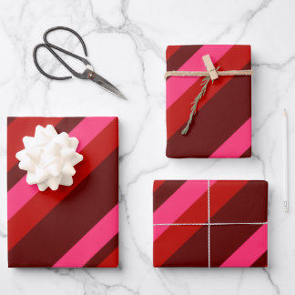 Diagonale Valentinstreifen Geschenkpapier Set