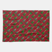 Diagonale Weihnachtsbäume mit Sternen auf Custom R Geschirrtuch (Horizontal)