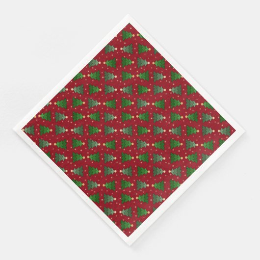 Diagonale Weihnachtsbäume mit Sternen auf Custom R Serviette (Ecke)